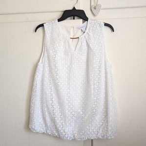 Liz Claiborne White Lace Sleeveless Top Medium NWT